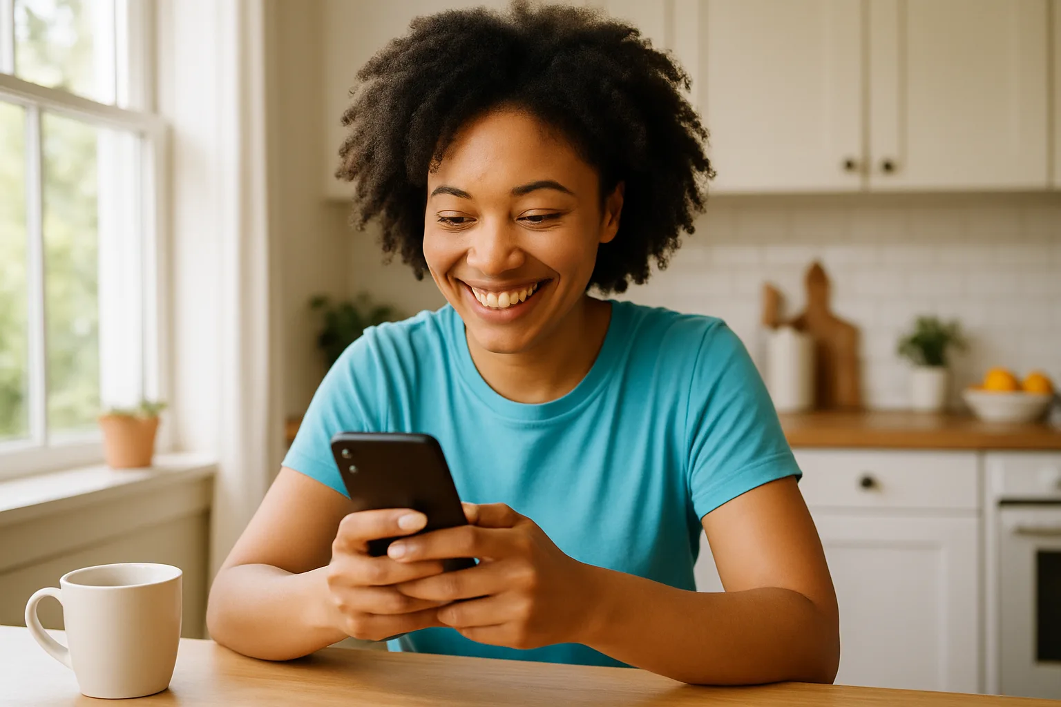 Person smiling while messaging on a smartphone — start dating in Shropshire